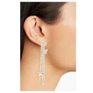 Natasha Gold Butterfly Crystal Drop Earrings NWT